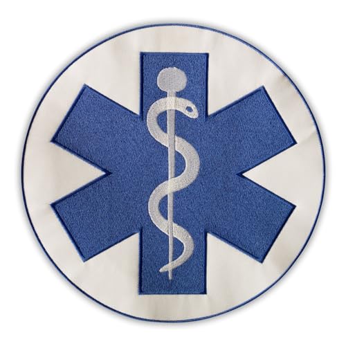 Star of Life – auf der Rückseite – 25,4 cm – Sanitäter-Kreuz blau – zum Aufnähen/Aufnähen – besticktes Abzeichen/Patch Star of Life – auf der Rückseite – 25,4 cm – Sanitäter-Kreuz blau – zum Aufnähen/Aufnähen – besticktes Abzeichen/Patch von PATCHSIG