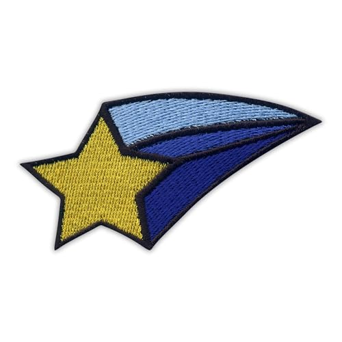 Sternschnuppe – blauer Schwanz – wärmeaktivierter Klebstoff/Bügelrückseite – bestickter Abzeichen/Aufnäher von PATCHSIG