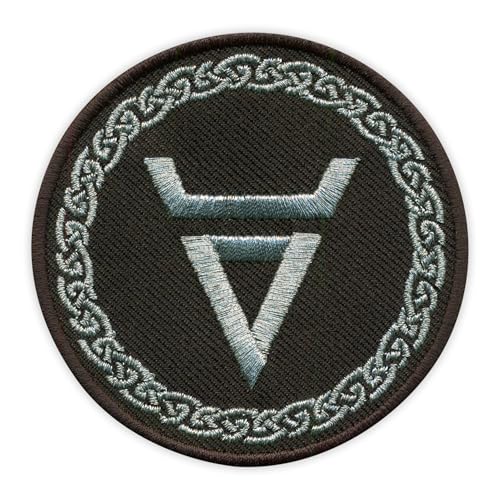 Symbol des slawischen Gottes Veles mit Ornament herum – wärmeaktivierter Klebstoff/Bügelrückseite – bestickter Abzeichen/Aufnäher von PATCHSIG