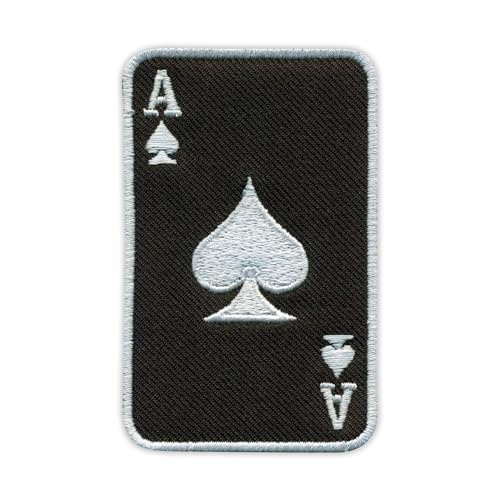 The Ace of Spades – The Spadille, Death Card – Schwarzer Hintergrund – wärmeaktivierter Klebstoff/Aufbügler – bestickter Abzeichen/Aufnäher von PATCHSIG
