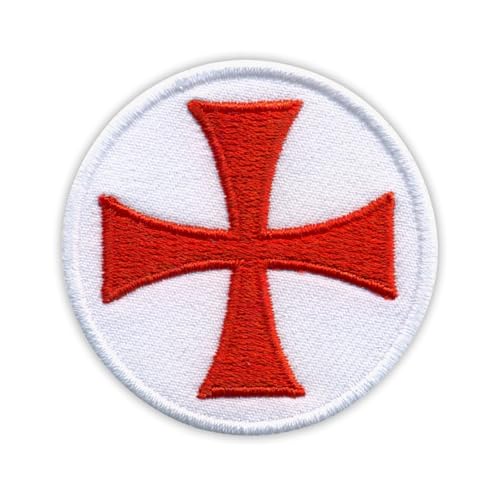 The Templar Cross – runder Aufnäher – wärmeaktivierter Klebstoff/Bügelrückseite – bestickter Abzeichen/Aufnäher von PATCHSIG