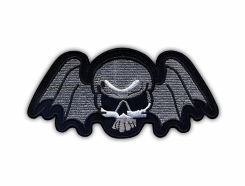 Totenkopf-Flügel – wärmeaktivierter Klebstoff/Bügelrückseite – bestickter Abzeichen/Aufnäher von PATCHSIG