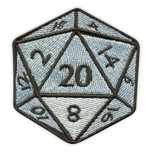 Twenty-Sided Dice – D20 – wärmeaktivierter Klebstoff/Bügelrückseite – bestickter Abzeichen/Aufnäher von PATCHSIG