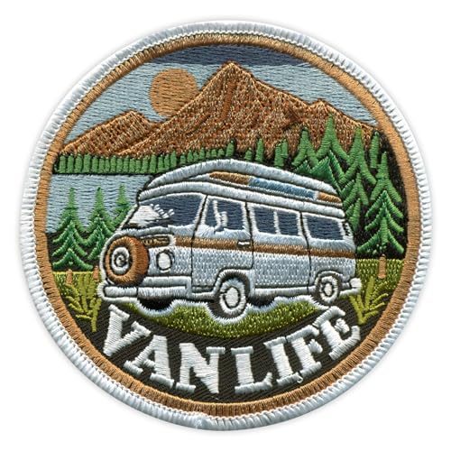 Vanlife – Wildnis, Abenteuer, Outdoor, Natur – zum Aufnähen/Aufnähen – besticktes Abzeichen/Patch Vanlife – Wildnis, Abenteuer, Outdoor, Natur – zum Aufnähen/Aufnähen – besticktes Abzeichen/Patch von PATCHSIG