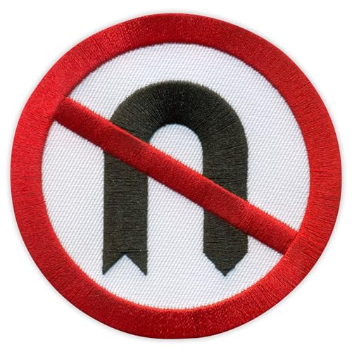 Verkehrsschild mit Aufschrift "No U-Turns for Vehicular Traffic", hitzeaktivierter Klebstoff, Rückseite zum Aufbügeln, besticktes Abzeichen/Aufnäher von PATCHSIG