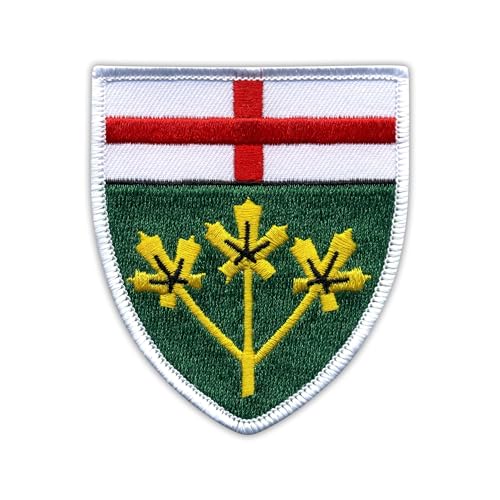 Wappen Ontario – Wärmeaktivierter Klebstoff/Bügelrückseite – bestickter Abzeichen/Aufnäher von PATCHSIG