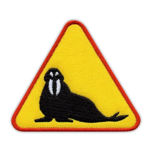 Warnschild – Walross – wärmeaktivierter Klebstoff/Bügelrückseite – besticktes Abzeichen/Aufnäher von PATCHSIG