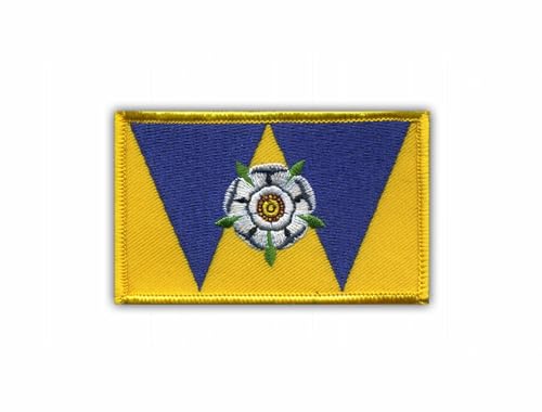 West-Yorkshire-Flagge, wärmeaktivierter Klebstoff, Rückseite zum Aufbügeln, besticktes Abzeichen/Patch von PATCHSIG