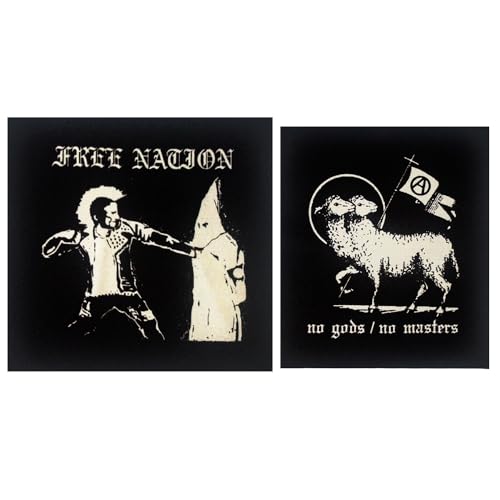 2 Stück Gothic Punk Patch Aufnäher DIY Handwerk Vintage Applikationen Patches für Jacken Jeans Westen Hüte Rucksäcke Hemden Punk Accessoires (No Gods No Masters & Free Nation) von PATCHUPS