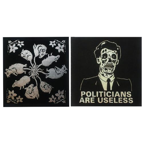 2 Stück Gothic Punk Patch Aufnäher DIY Handwerk Vintage Applikationen Patches für Jacken Jeans Westen Hüte Rucksäcke Hemden Punk Zubehör (Politiker sind nutzlos & Maus) von PATCHUPS