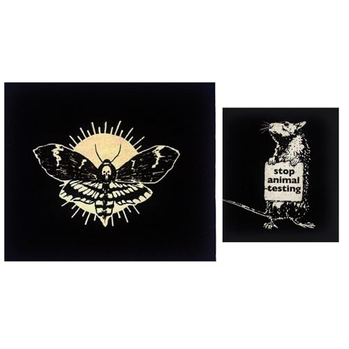 2 Stück Gothic Punk Patch zum Aufnähen DIY Handwerk Vintage Applikationen Patches für Jacken, Jeans, Westen, Hüte, Rucksäcke, Hemden, Punk-Accessoires (Stoppen Sie Tierversuche und Motten) von PATCHUPS