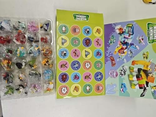 PATEMZON Mitgebsel Kindergeburtstag Gastgeschenke, 24 Stück Mini Tiere Bausteine Konstruktionsspielzeug, Baustein Spielzeug Kinder Party Geschenk für Spielzeug ab 4 Jahre Mädchen und Jungen (HD) von PATEMZON