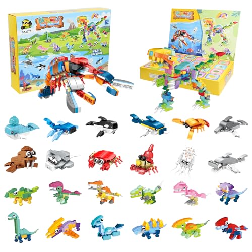 PATEMZON Mitgebsel Kindergeburtstag Gastgeschenke, 24 Stück Mini Tiere Bausteine Konstruktionsspielzeug, Baustein Spielzeug Kinder Party Geschenk für Spielzeug ab 4 Jahre Mädchen und Jungen (HD) von PATEMZON