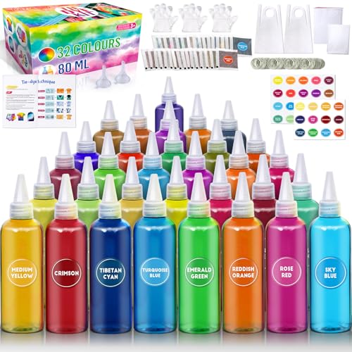 PATIFEED Batikfarben Set für Kinder und Erwachsene, 32 Farben 80ML Flaschen Batik Set, Batik Farben Geschenke für Mädchen und Jungen, Große Gruppen, Aktivitäten, Handgemachte Partys PATIFEED Batikfarben Set für Kinder und Erwachsene, 32 Farben 80ML Flaschen Batik Set, Batik Farben Geschenke für Mädchen und Jungen, Große Gruppen, Aktivitäten, Handgemachte Partys von PATIFEED