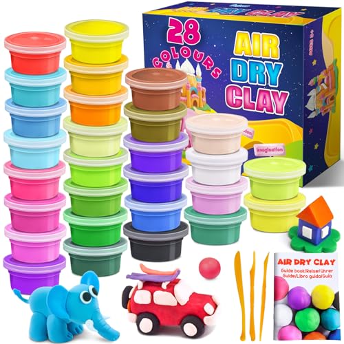 PATIFEED Modelliermasse Lufttrocknend 28 Farben, Modelliermasse für Kinder, Knete Set mit Werkzeugen, Weich & ultraleicht, Spielzeug Geschenke für Alter 3 4 5 6 7 8+ Jahre alt Jungen Mädchen Kinder PATIFEED Modelliermasse Lufttrocknend 28 Farben, Modelliermasse für Kinder, Knete Set mit Werkzeugen, Weich & ultraleicht, Spielzeug Geschenke für Alter 3 4 5 6 7 8+ Jahre alt Jungen Mädchen Kinder von PATIFEED