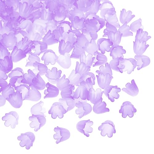 PATIKIL 0,3x0,4 Zoll matte Blumenperlen, 300 Stück Acryl Blumenperlenkappen für Armbänder, Ohrringe, Halsketten, Schmuckherstellung und DIY-Basteln, Lila von PATIKIL