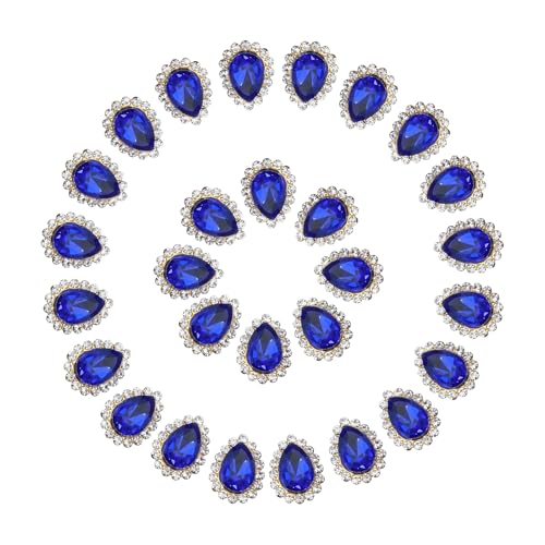PATIKIL 0,4" Aufnäh-Rhinestones, 50 Stück Tropfenförmige Kristall-Rhinestones mit Metallflachrücken für Bastelarbeiten, Schuhe, Kleidung, Ohrringe, Gürtel, Dunkelblau von PATIKIL