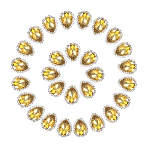 PATIKIL 0,5" Aufnäh-Rhinestones, 50 Stück Tropfenförmige Kristall-Rhinestones mit Metallflachrücken für Bastelarbeiten, Schuhe, Kleidung, Ohrringe, Gürtel, Näharbeiten, Golden PATIKIL 0,5" Aufnäh-Rhinestones, 50 Stück Tropfenförmige Kristall-Rhinestones mit Metallflachrücken für Bastelarbeiten, Schuhe, Kleidung, Ohrringe, Gürtel, Näharbeiten, Golden von PATIKIL