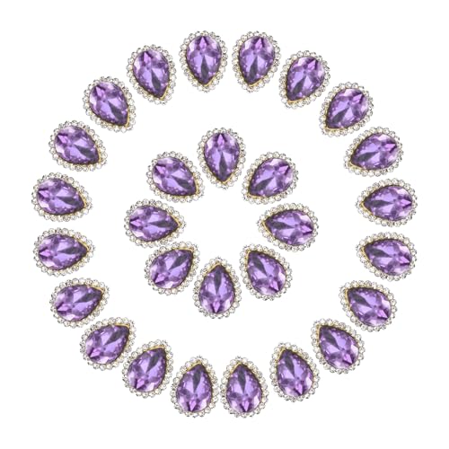 PATIKIL 0,5" Aufnäh-Rhinestones, 50 Stück Tropfenförmige Kristall-Rhinestones mit Metallflachrücken für Bastelarbeiten, Schuhe, Kleidung, Ohrringe, Gürtel, Näharbeiten, Lila von PATIKIL