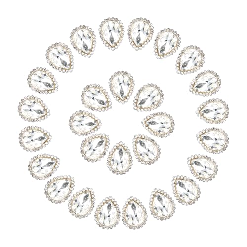 PATIKIL 0,5" Aufnäh-Rhinestones, 50 Stück Tropfenförmige Kristall-Rhinestones mit Metallflachrücken für Bastelarbeiten, Schuhe, Kleidung, Ohrringe, Gürtel, Näharbeiten, Weiß von PATIKIL