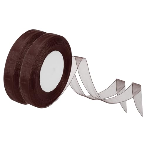 PATIKIL 0,6 Zoll x 50 Yard Organza-Band, 2er Pack Geschenkband zum Verpacken von Bouquets, Kuchen, Einladungskarten und zur Dekoration von Zuhause und Partys, Dunkelbraun PATIKIL 0,6 Zoll x 50 Yard Organza-Band, 2er Pack Geschenkband zum Verpacken von Bouquets, Kuchen, Einladungskarten und zur Dekoration von Zuhause und Partys, Dunkelbraun von PATIKIL