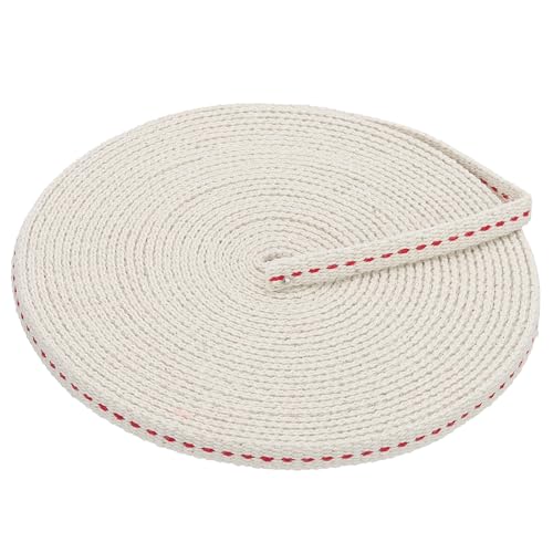 PATIKIL 0,6 cm breit, 100 % Baumwolle, flacher Docht, Öllampendochte für Kerosinlampe, Laterne, Ölbrenner (weiß + mittlere rote Linie) von PATIKIL