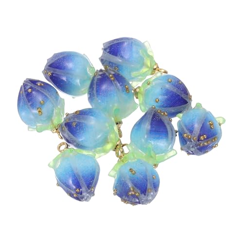 PATIKIL 0,6x0,4" Blumenperlen, 10 Stück Acryl Blumenknospen Perlen Mini Rosenanhänger für Armbänder, Ohrringe, Halsketten, Schmuckherstellung und DIY Basteln, Blau Lila von PATIKIL