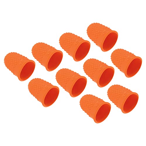 PATIKIL 0.67" 10Pack Gummi Fingerspitze Silikon Daumen Fingerkuppen Schutz Abdeckungen Schutzpolster Fingerhut Griffe für Büro Zählen Nähen Orange XS Größe von PATIKIL