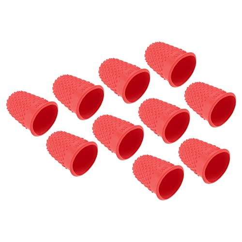 PATIKIL 0.67" 10Pack Gummi Fingerspitze Silikon Daumen Fingerkuppen Schutz Abdeckungen Schutzpolster Fingerhut Griffe für Büro Zählen Nähen Rot XS Größe von PATIKIL