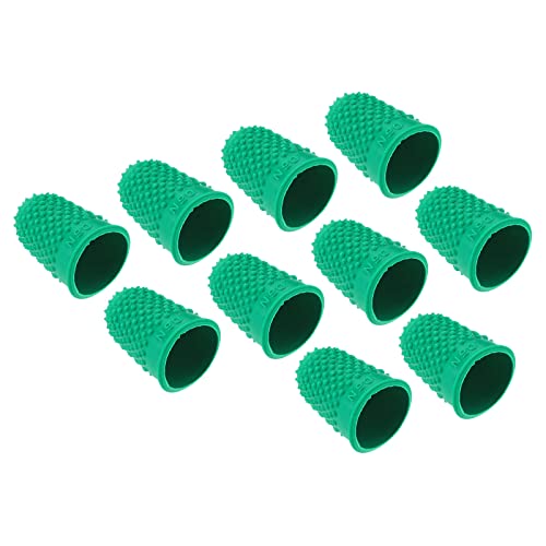 PATIKIL 0.71" 10Pack Gummi Fingerspitze Silikon Daumen Fingerkuppen Schutz Abdeckungen Schutzpolster Fingerhut Griffe für Büro Zählen Nähen Kleines Format Grün von PATIKIL