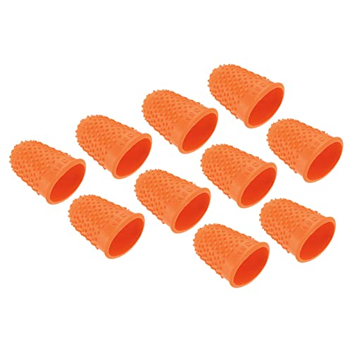 PATIKIL 0.71" 10Pack Gummi Fingerspitze Silikon Daumen Fingerkuppen Schutz Abdeckungen Schutzpolster Fingerhut Griffe für Büro Zählen Nähen Orange Kleines Format von PATIKIL