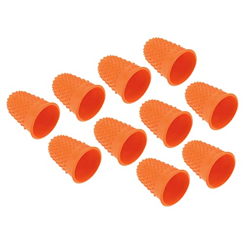 PATIKIL 0.79" 10Pack Gummi Fingerspitze Silikon Daumen Fingerkuppen Schutz Abdeckungen Schutzpolster Fingerhut Griffe für Büro Zählen Nähen Orange Groß Größe von PATIKIL