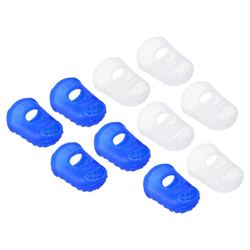 PATIKIL 0.79" 20Pack Gummi Fingerspitze Silikon Daumen Fingerkuppen Schutz Abdeckungen Polster Fingerhut für Gitarre Spielen Büro Zählen Nähen Blau Klar Mittel Größe von PATIKIL