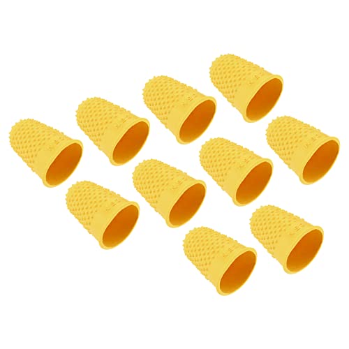 PATIKIL 0.79" 20Pack Gummi Fingerspitze Silikon Daumen Fingerkuppen Schutz Abdeckungen Schutzpolster Fingerhut Griffe für Büro Zählen Nähen Gelb Groß Größe von PATIKIL