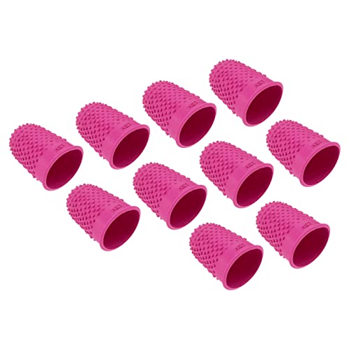 PATIKIL 0.87" 20Pack Gummi Fingerspitze Silikon Daumen Fingerkuppen Schutz Abdeckungen Schutzpolster Fingerhut Griffe für Büro Zählen Nähen Rose Rot XL Größe von PATIKIL