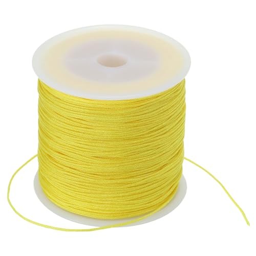 PATIKIL 0.8mm x 109 Yard Nylon Satin Kordel Nylon Perlenschnur Knüpfen Kordel Kette Geflochtene Schnur für Armbänder Schmuck Zierrat Chinesische Knoten Gelb von PATIKIL