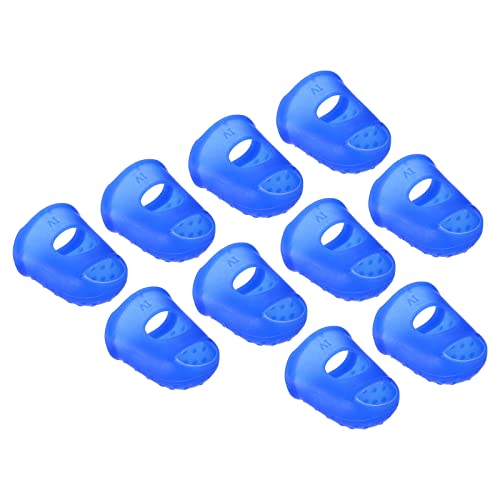 PATIKIL 0.91" 15Pack Gummi Fingerspitze Silikon Daumen Fingerkuppen Schutz Abdeckungen Polster Fingerhut für Gitarre Spielen Büro Zählen Nähen Blau XL Größe von PATIKIL
