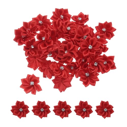 PATIKIL 1,2 Zoll Kleine Bandblumen, 50 Stück Satin-Bandblumen Mini Stoffblumen für Bastelarbeiten DIY Hochzeitsornament Applikationen, Rot. PATIKIL 1,2 Zoll Kleine Bandblumen, 50 Stück Satin-Bandblumen Mini Stoffblumen für Bastelarbeiten DIY Hochzeitsornament Applikationen, Rot. von PATIKIL