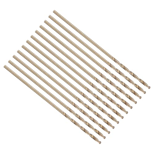 PATIKIL 1,3 mm Bohrer, Jobber gerade Schaft M35 5% High-Speed-Stahl 135° Gold-Finish für Edelstahl-Hartmetall - 12er Pack von PATIKIL