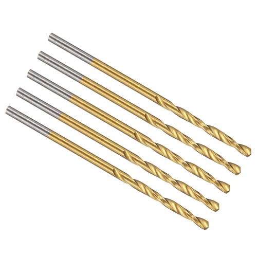 PATIKIL 1,3 mm Bohrer, M42 8% Hochgeschwindigkeitsstahl Jobber Gerader Schaft 135° Titan-Nitrid (TiN) beschichtet für Hartmetall-Edelstahl - 5er Pack von PATIKIL