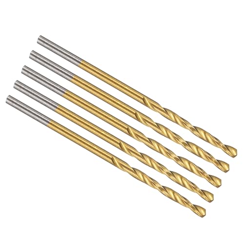 PATIKIL 1,4 mm Bohrer, M42 8% Hochgeschwindigkeitsstahl Jobber Gerader Schaft 135° Titan-Nitrid (TiN) beschichtet für Hartmetall-Edelstahl - 5er Pack von PATIKIL