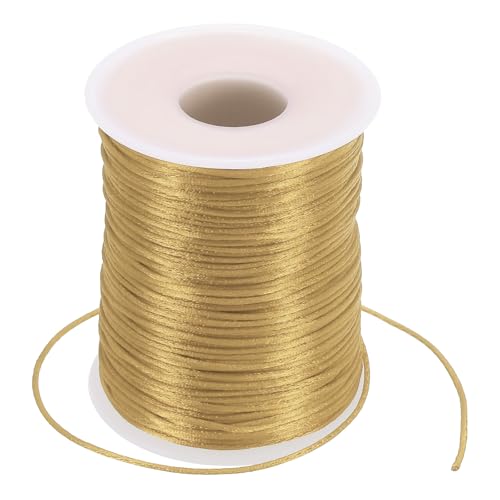 PATIKIL 1,5 mm x 100 Meter Nylon Satin Schnur, Nylon Perlenfaden Knotenschnur Kette Geflochtene Schnur für Armbänder Schmuck Trim Chinesischer Knoten, Khaki von PATIKIL
