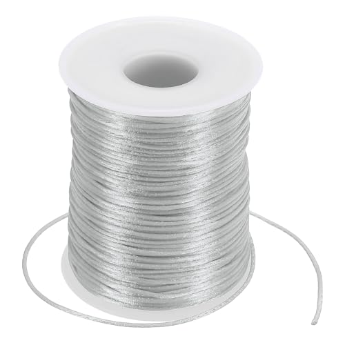 PATIKIL 1,5 mm x 100 Meter Nylon Satin Schnur, Nylon Perlenfaden Knotenschnur Kette Geflochtene Schnur für Armbänder Schmuckbesatz Chinesischer Knoten, Grau von PATIKIL