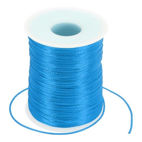 PATIKIL 1,5 mm x 100 Meter Nylon Satin Schnur, Nylon Perlenfaden Knotenschnur Kette Geflochtene Schnur für Armbänder Schmuckbesatz Chinesischer Knoten, Seeblau von PATIKIL