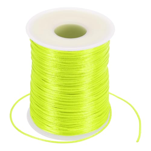 PATIKIL 1,5 mm x 100 Meter Nylon Satinband, Nylon Perlenfaden Knotenschnur Kette Geflochtene Schnur für Armbänder Schmuckbesatz Chinesischer Knoten, Leuchtendes Gelb von PATIKIL