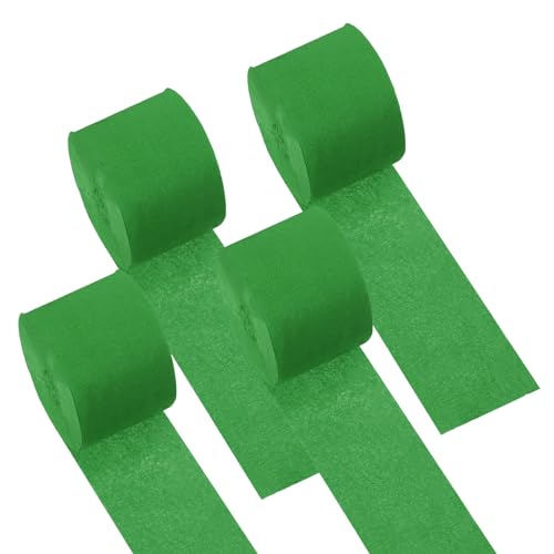 PATIKIL 1,8 Zoll Krepppapier Streamer, 4 Rollen 328ft Weiches Papier Streamer Krepppapier Blatt für Bastelverpackung Party Geburtstag Hochzeit Dekoration Ornament, Dunkelgrün. von PATIKIL
