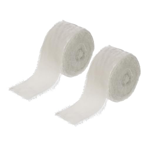 PATIKIL 1-1/2 Zoll Samtband, 2 Rollen Insgesamt 6 Yard Samt Ausgefranstes Fransenband Für Geschenkverpackung Blumenstrauß Hochzeitseinladungen, Beige von PATIKIL