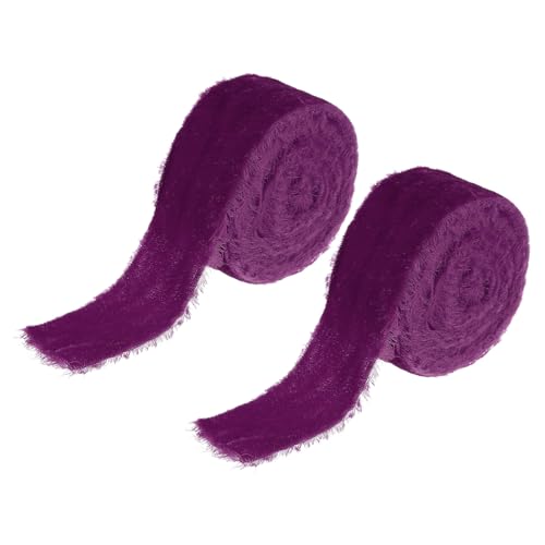 PATIKIL 1-1/2 Zoll Samtband, 2 Rollen Insgesamt 6 Yard Samt Ausgefranstes Fransenband Für Geschenkverpackung Blumenstrauß Hochzeitseinladungen, Burgunder PATIKIL 1-1/2 Zoll Samtband, 2 Rollen Insgesamt 6 Yard Samt Ausgefranstes Fransenband Für Geschenkverpackung Blumenstrauß Hochzeitseinladungen, Burgunder von PATIKIL