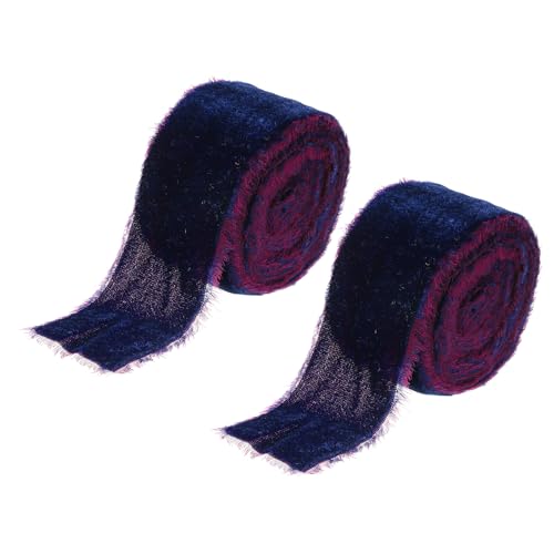 PATIKIL 1-1/2 Zoll Samtband, 2 Rollen Insgesamt 6 Yard Samt Ausgefranstes Fransenband Für Geschenkverpackung Blumenstrauß Hochzeitseinladungen, Dunkelviolett von PATIKIL