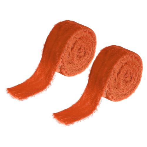 PATIKIL 1-1/2 Zoll Samtband, 2 Rollen Insgesamt 6 Yard Samt Ausgefranstes Fransenband Für Geschenkverpackung Blumenstrauß Hochzeitseinladungen, Orange PATIKIL 1-1/2 Zoll Samtband, 2 Rollen Insgesamt 6 Yard Samt Ausgefranstes Fransenband Für Geschenkverpackung Blumenstrauß Hochzeitseinladungen, Orange von PATIKIL